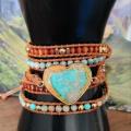 Bracelet Cœur Jaspe bleu/orange