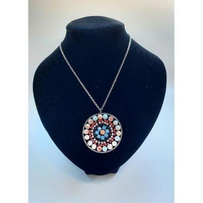 Mandala jaspe bleu clair